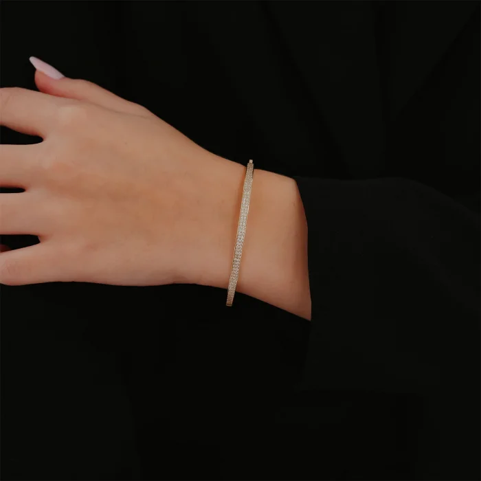 Taşlı Kelepçe Altın Bileklik AABLK0108