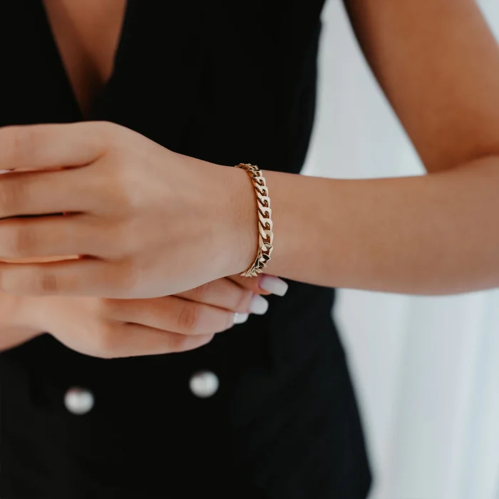 Taşlı Mineli Kilit Gurmet Altın Bileklik AABLK0124