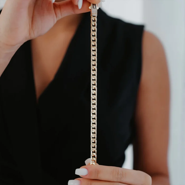 Taşlı Mineli Kilit Gurmet Altın Bileklik AABLK0124