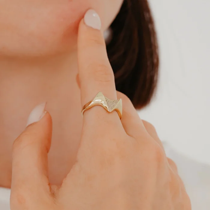 Taşlı Zikzak Kemik Model Altın Yüzük AAYZK0109