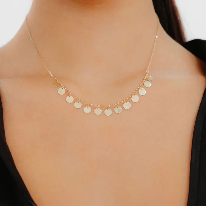 Tek Sıra Oval Pul Altın Kolye AAKLY0107