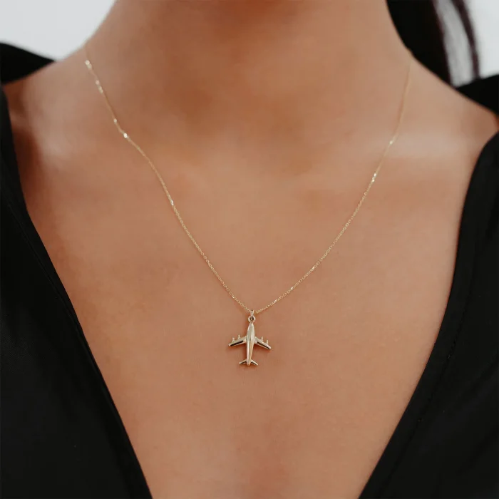 Uçak Model Altın Kolye AAKLY0141