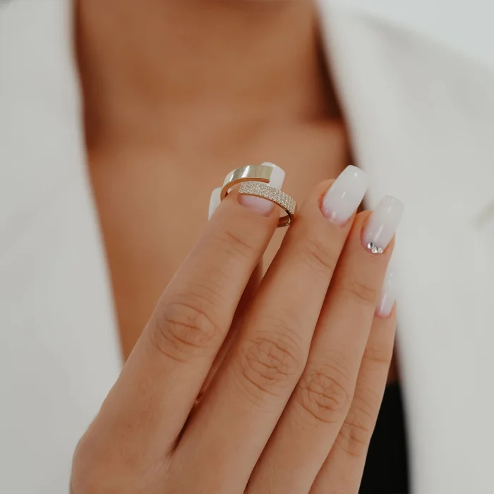 Yarım Taşlı Rose Model Altın Yüzük AAYZK0224