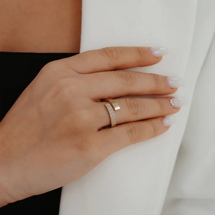 Yarım Taşlı Rose Model Altın Yüzük AAYZK0224