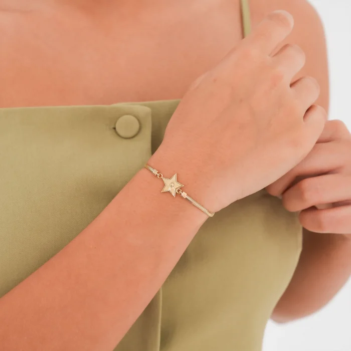 Balık Sırtı Yıldız Altın Bileklik AABLK030