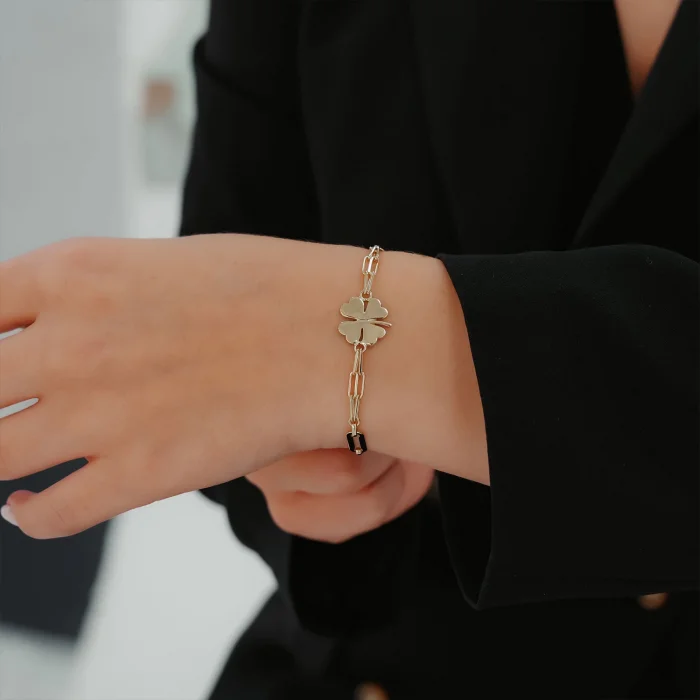 Yonca Detay Ataç Zincirli Altın Bileklik AABLK031