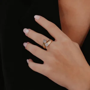 2 li Taşlı Küp Altın Yüzük AAYZK0155