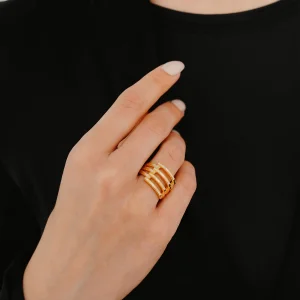 4 Sıralı Ajda Kaburga Altın Yüzük AAYZK0139