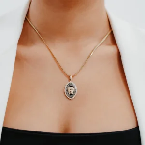 Aslan Figürlü Taşlı Tasarım Altın Kolye AAKLY0161