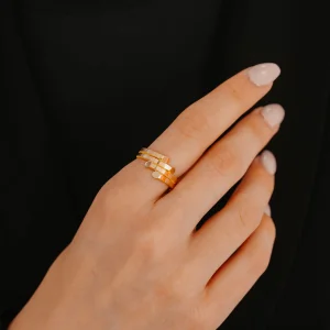 Aynalı Ajda Yılan Motifli Altın Yüzük AAYZK083