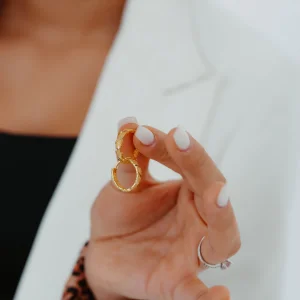 Aynalı Hint Model Halka Altın Küpe AAKPE084