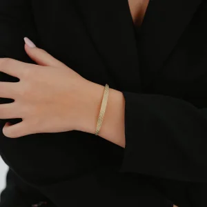 Baklava Desen Kelepçe Altın Bileklik AABLK050