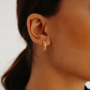 Başak Model Halka Altın Küpe AAKPE060