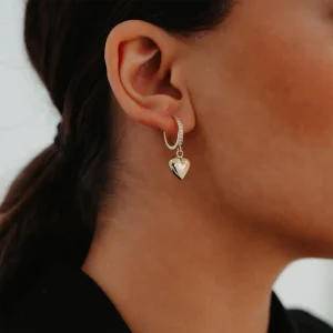 Bombeli Kalp Sallantılı Altın Küpe AAKPE088