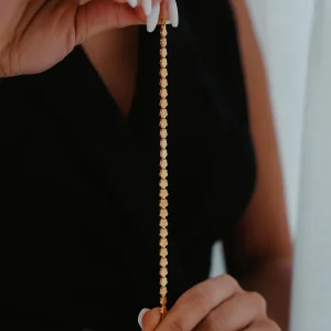 Çiçek Pul Detay Zincir Altın Bileklik AABLK037