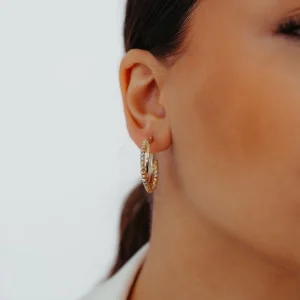 Dorikalı Halka Detay Altın Küpe AAKPE090