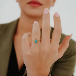 Firuze Taşlı Vintage Altın Yüzük AAYZK0189