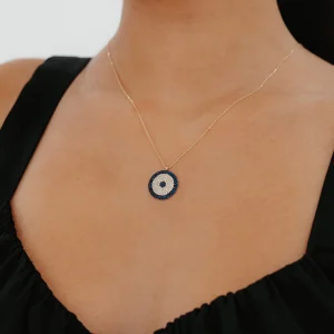 Ful Taş Nazar Boncuk Altın Kolye AAKLY0112