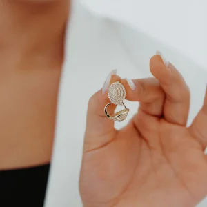 Full Taşlı Yuvarlak Altın Küpe AAKPE078