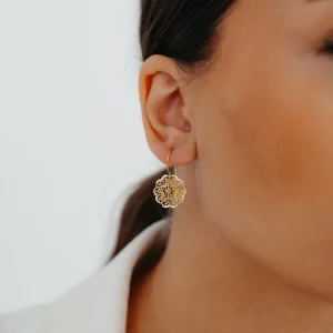 Gül Motifli Telkari 2 Altın Küpe AAKPE004