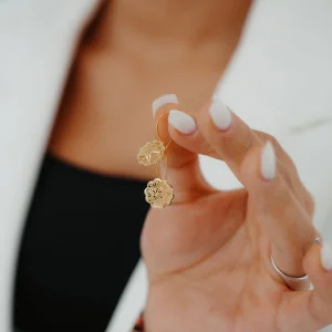 Gül Motifli Telkari Altın Küpe AAKPE002