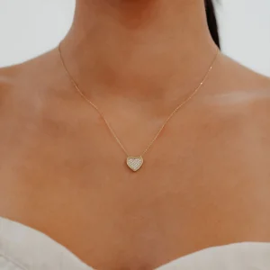 İçi Taş Detay Kalp Altın Kolye AAKLY040