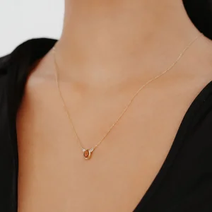 Kahve Mineli Altın Kolye AAKLY008