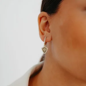 Kutup Yıldızı Ve Taşlı Sallantılı Altın Küpe AAKPE076