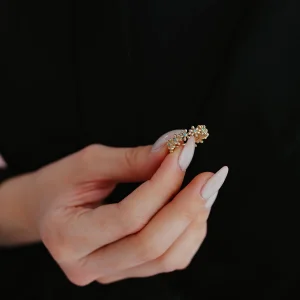 Mavi Mineli Çiçek Altın Yüzük AAYZK0119