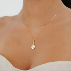 Mini Taş Detay Su Damla Altın Kolye AAKLY027