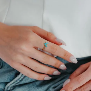 Turkuaz Kalpli Altın Yüzük AAYZK013