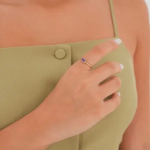 Mor Mineli Baget Altın Yüzük AAYZK0194