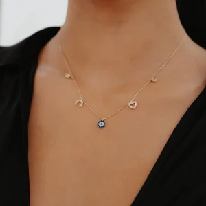 Nazar Boncuklu Şans Altın Kolye 1 AAKLY048