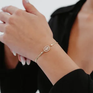 Oval Baget Balık Sırtı Zincir Altın Bileklik AABLK027