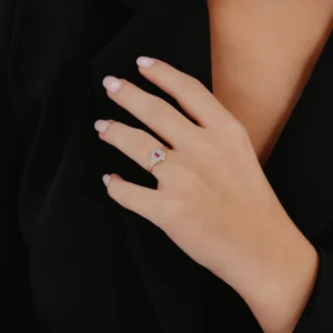 Pembe Mineli Altıgen Altın Yüzük AAYZK0182