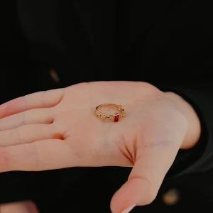 Pembe Mineli  Altın Yüzük AAYZK0192