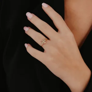 Pembe Taşlı Kare Altın Yüzük AAYZK0200