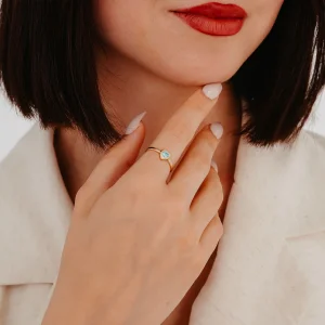 Kalpli Mavi Taş Detaylı Altın Yüzük AAYZK019