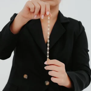 Taşlı Geometrik Desen Altın Bileklik AABLK057