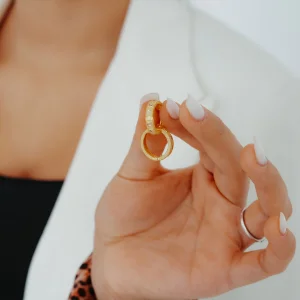 Taşlı Halka Altın Küpe AAKPE089