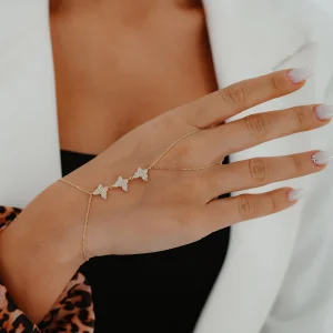 Taşlı Kelebek Şahmeran Altın Bileklik AABLK0105