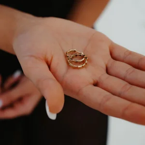 Taşlı Yılan Derisi Model Altın Küpe AAKPE033