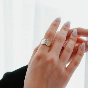 Yarım Yıldız Tasarım Altın Yüzük AAYZK0112