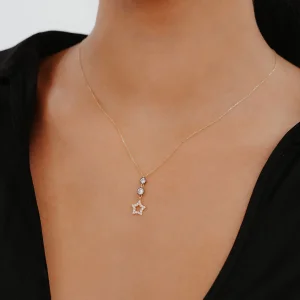 Yıldız Detay Taşlı Altın Kolye AAKLY028