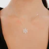 Gümüş Renk Ful Taşlı Kar Tanesi Altın Kolye  AAKLY060