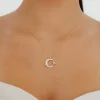 Mini Taş Detaylı Ay Yıldız Altın Kolye AAKLY077