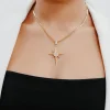 Taşlı Kutup Yıldız Dövme Zincir Altın Kolye AAKLY0158