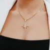 Taşlı Kutup Yıldız Dövme Zincir Altın Kolye AAKLY0158