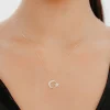 Yarım Taşlı Mini Ay Yıldız Altın Kolye AAKLY019