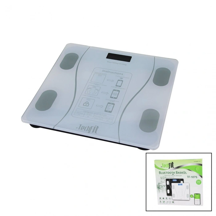 Hubrendy ÇER Bluetooth Vücut Analizli Dijital Baskül Terazi 180kg/50g Yağ -su -kas Oran -bmı -oda ℃ Tf-1075